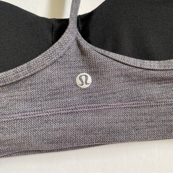Lululemon Flow Y nulu sports bra Mini Heathered Herringbone Black white gray - Picture 3 of 8
